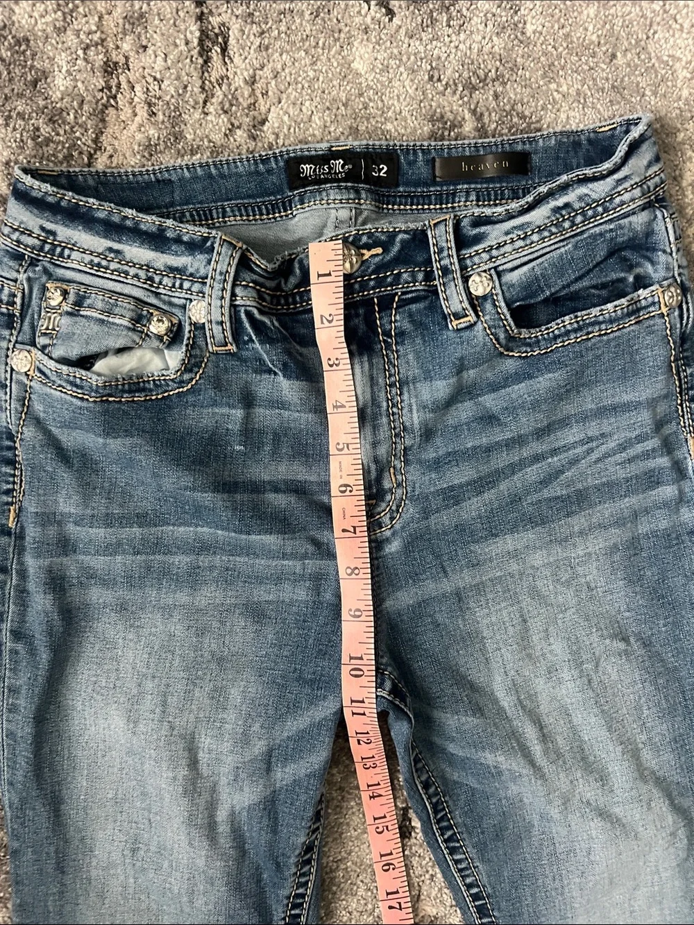 Miss Me Light-Mid Blue Size 32 Skinny Jeans - Picture 11 of 14
